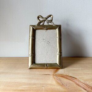 Vintage Brass Bamboo Picture Frame with Bow Detail